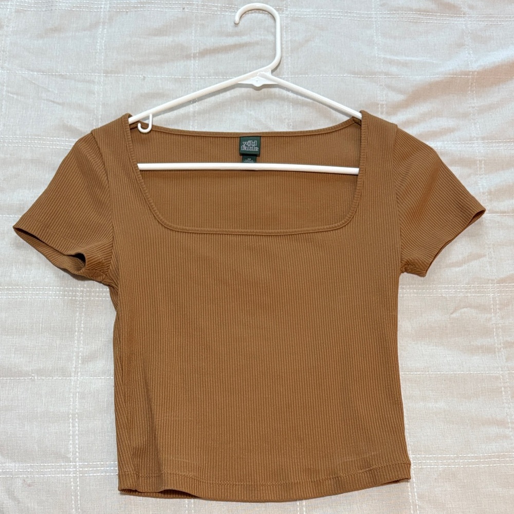 Target Tan Ribbed Short Sleeve Top